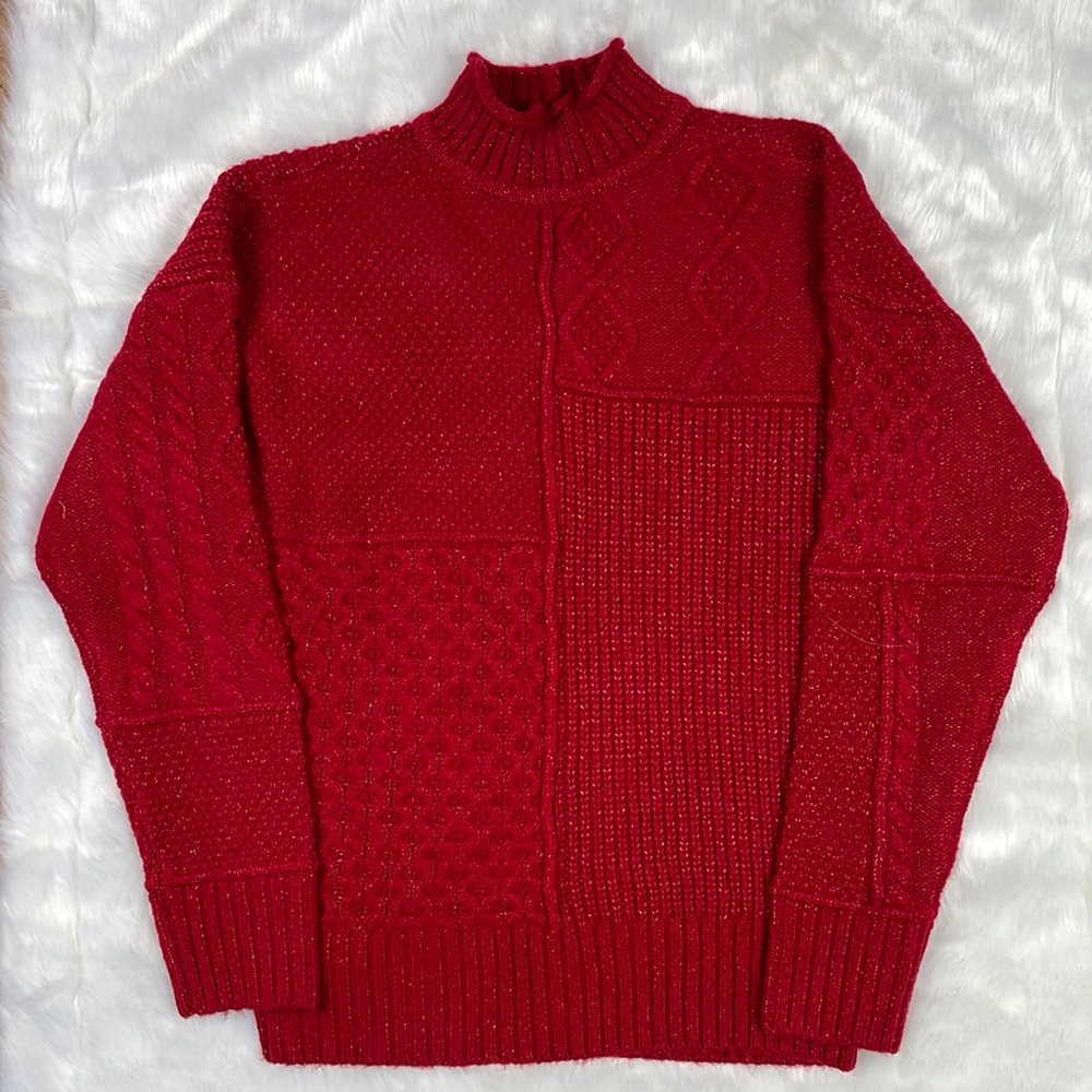 American Eagle Red Cozy Cable Knit Sweater.